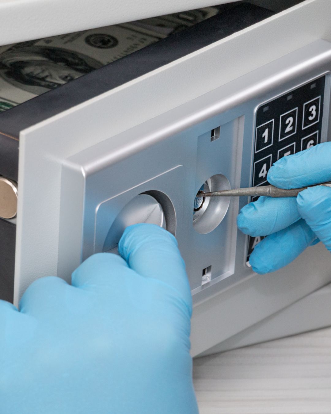 Lonestar Key Master expert locksmith unlocking a secure safe with precision tools – trusted safe opening services in Houston.